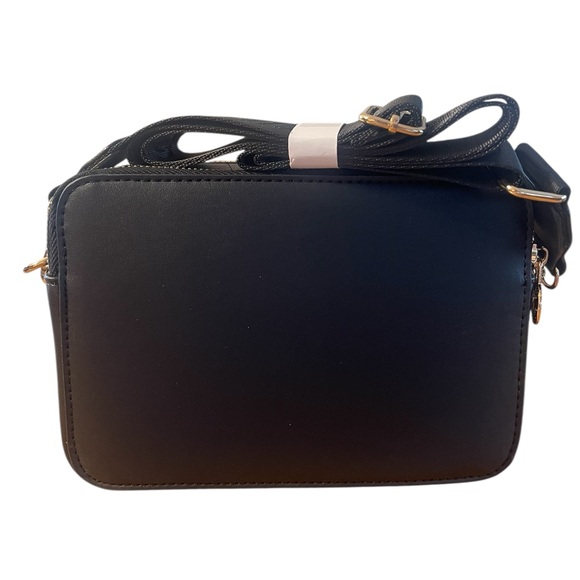 NWT- Valentino Orlandi vegan leather crossbody bag. Color black W/ gold hardware - Picture 2 of 12